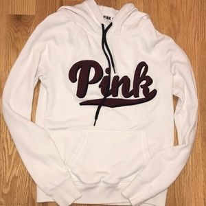 PINK white and maroon sweatshirt size xs
